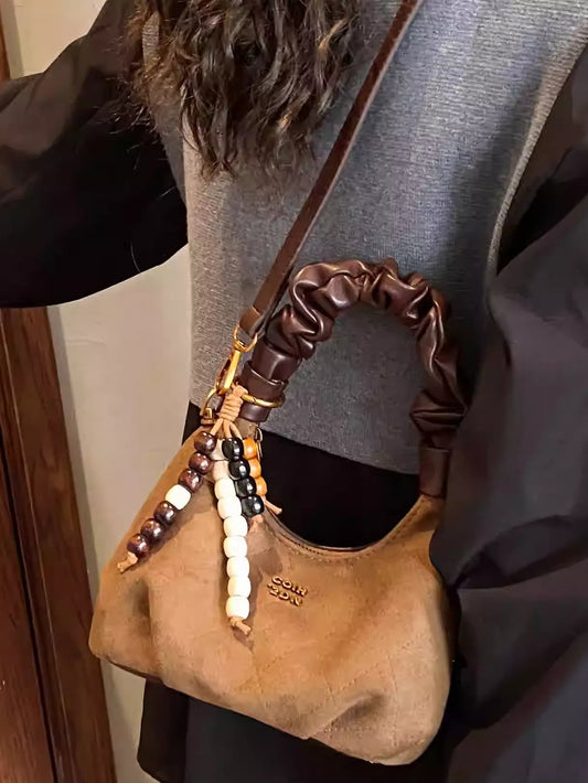 Stylish Maillard Retro Textured Dumpling Bag Matte Finish Crossbody Casual Bag