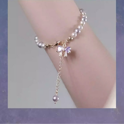Pearl Bow Zircon Bracelet