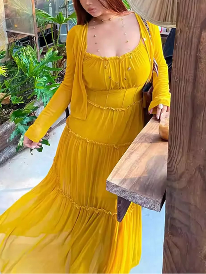 Plus Size Sexy Vacation Dress with Waist Tie