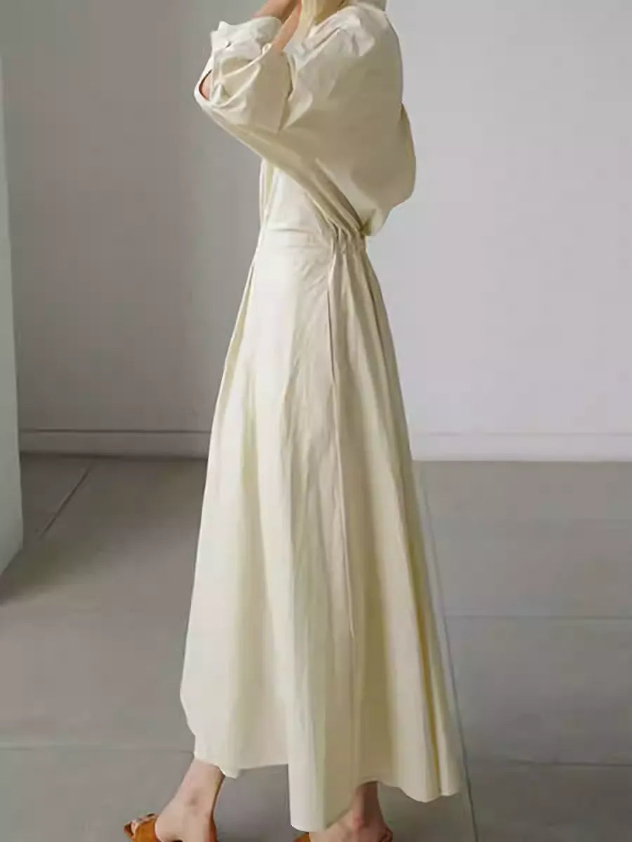 Figure-Flattering High Waist Babydoll Midi Dress