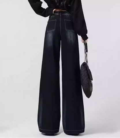 Retro Blue Gray Wide Leg Jeans