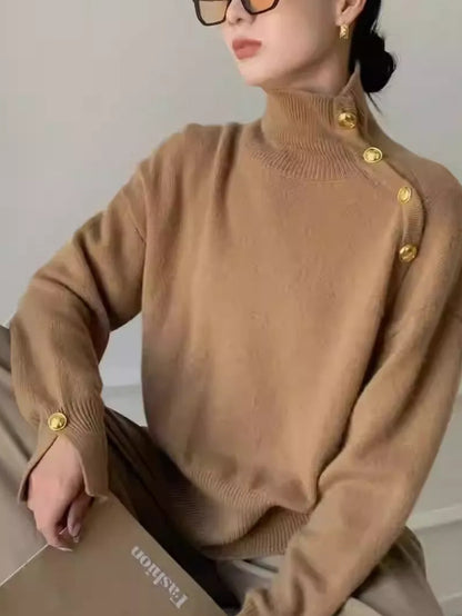 Autumn Winter Women's Wool Turtleneck Knit Top