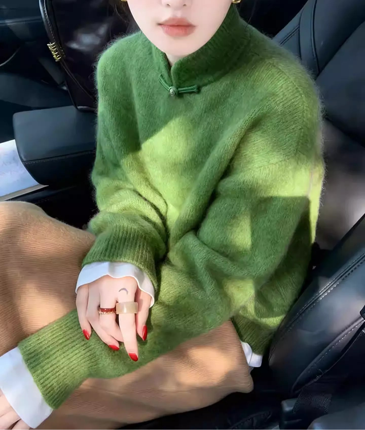 Chinese Mandarin Collar Sweater Thick Soft Lazy Luxury Winter Top