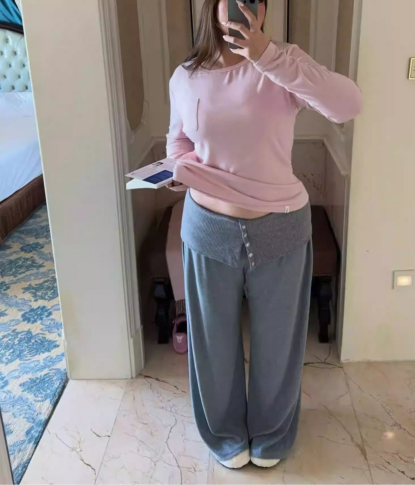 Plus Size Pleated High Waist Wide Leg Pants