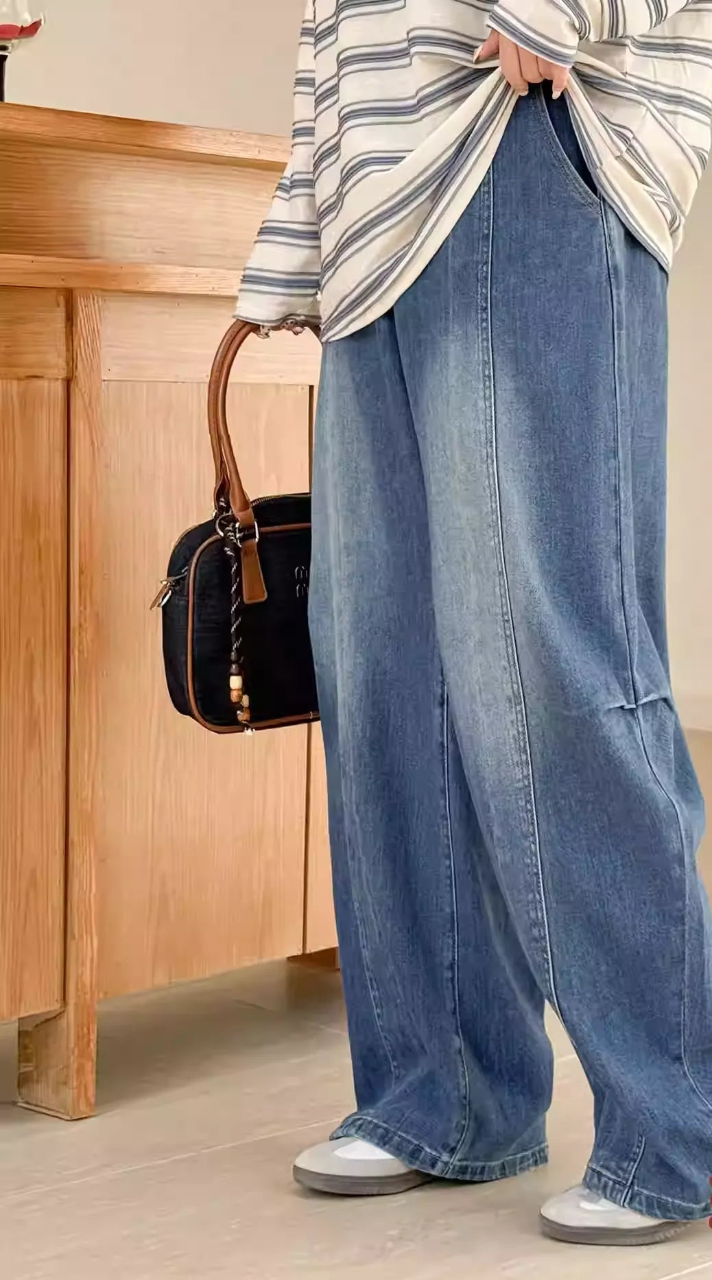 Plus Size American High Waist Wide Leg Jeans