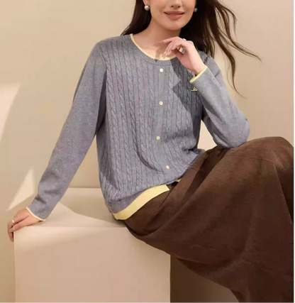 Plus Size Youthful Color Block Knit Sweater