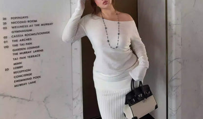 Plus Size Off-Shoulder Herringbone Knit Top