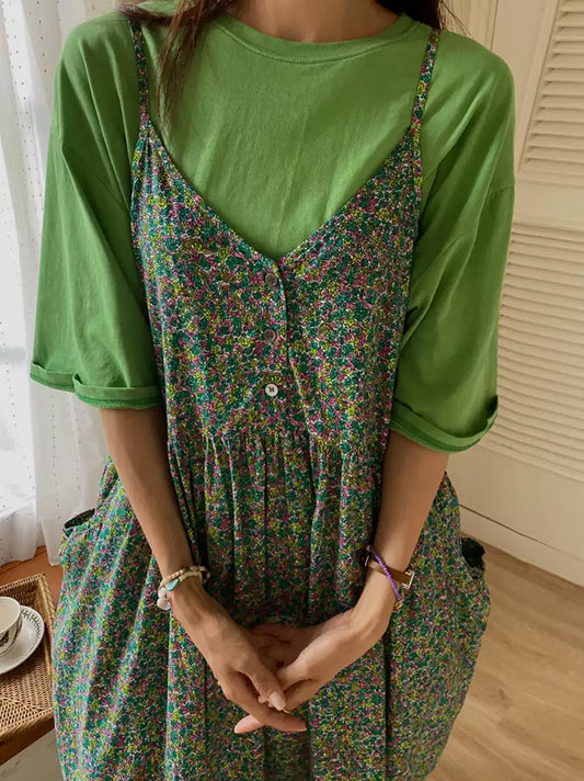 Women's Floral Print Sleeveless Spaghetti Strap Dress, Elegant Slim Fit Maxi Dress