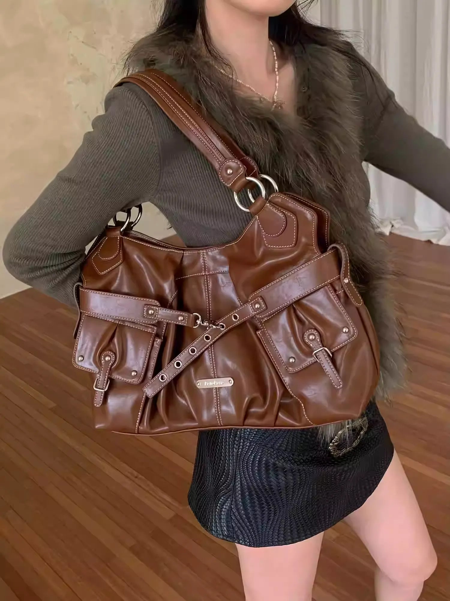 Large Capacity Soft Underarm Tote Bag