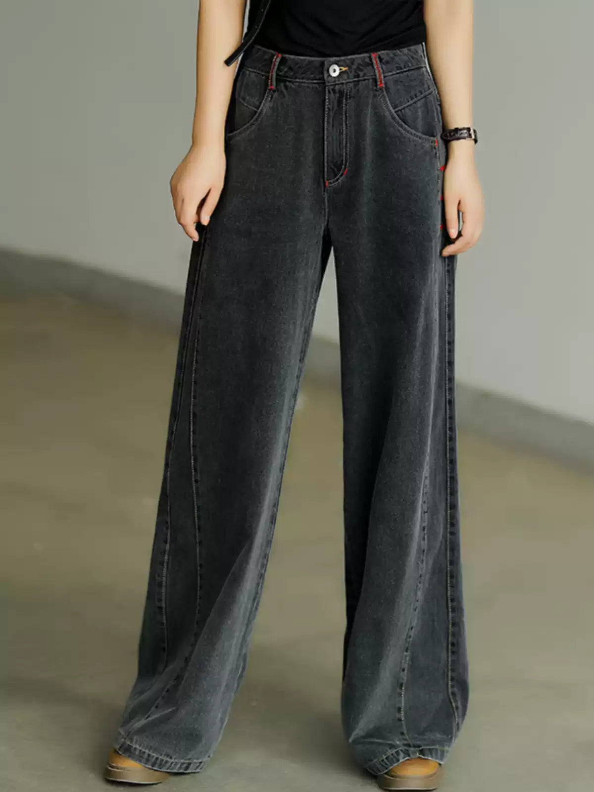Women's Hyuna Style High-Waisted Flattering Drapey Wide-Leg Pants