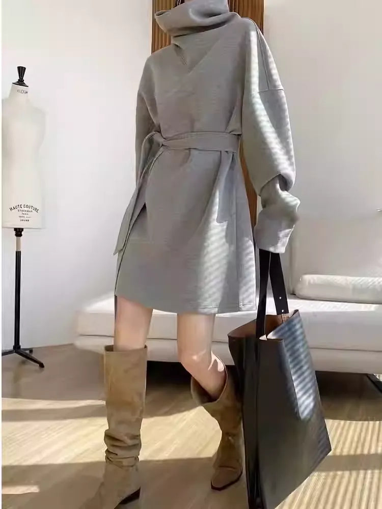 Turtleneck Two-Way Wear Space Cotton Dress