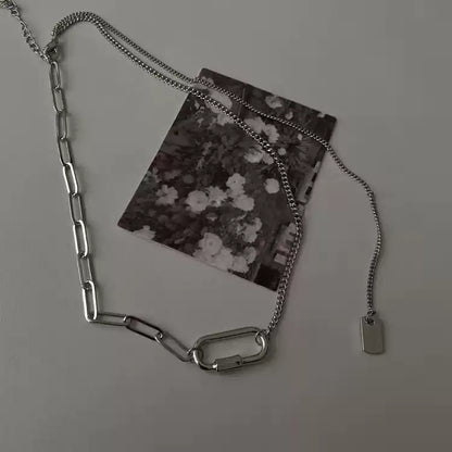 Minimalist Geometric Fringe Carabiner Necklace, Versatile Daily Wear Neckpiece