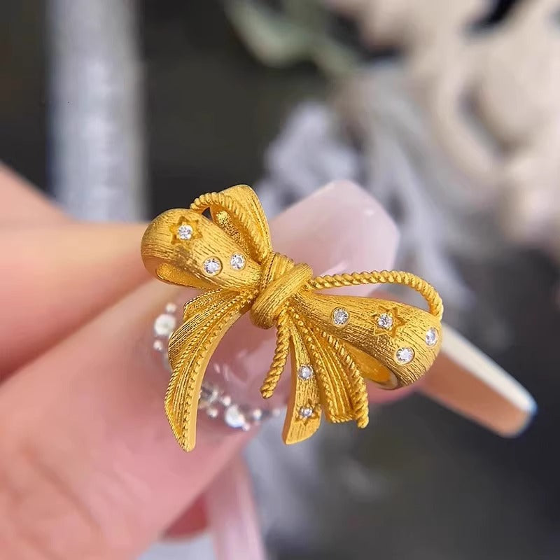 Women's Golden Lace Bowknot New Chinese Ring