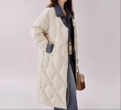 Liedu Plus Size Winter Long Faux Two-Piece Down Jacket