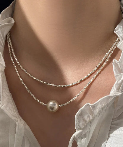 Light Luxury WhiteBroken Silver White Pearl Necklace