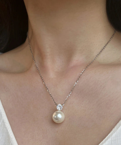 Boutique White Pearl Pendant Silver Necklace
