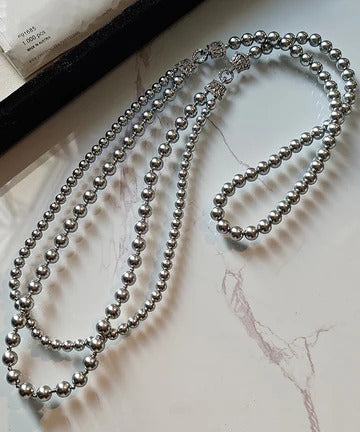 Light Luxury White Double-Layer Layered Long Pearl Necklace