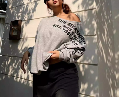 Plus Size One Shoulder Loose Top