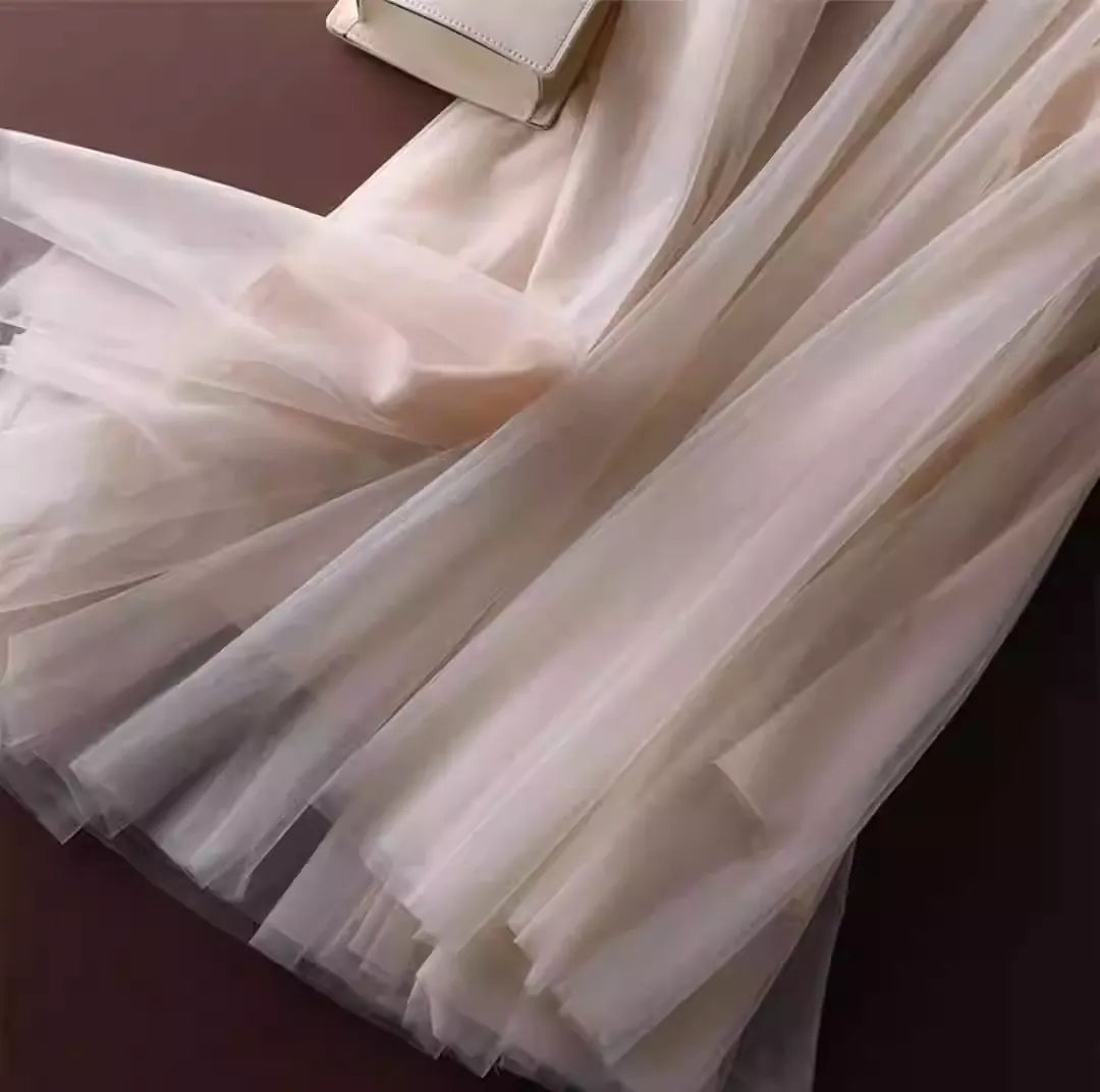 Boho Chic Denim Suspender Skirt with Tulle