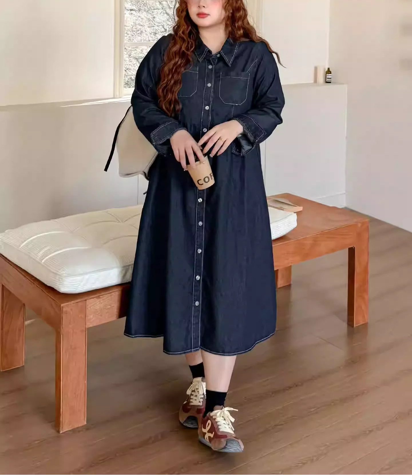Plus Size Hong Kong Style Casual Denim Dress