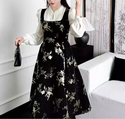 Plus Size New Chinese Style Improved Qipao Fake Two-Piece Dress