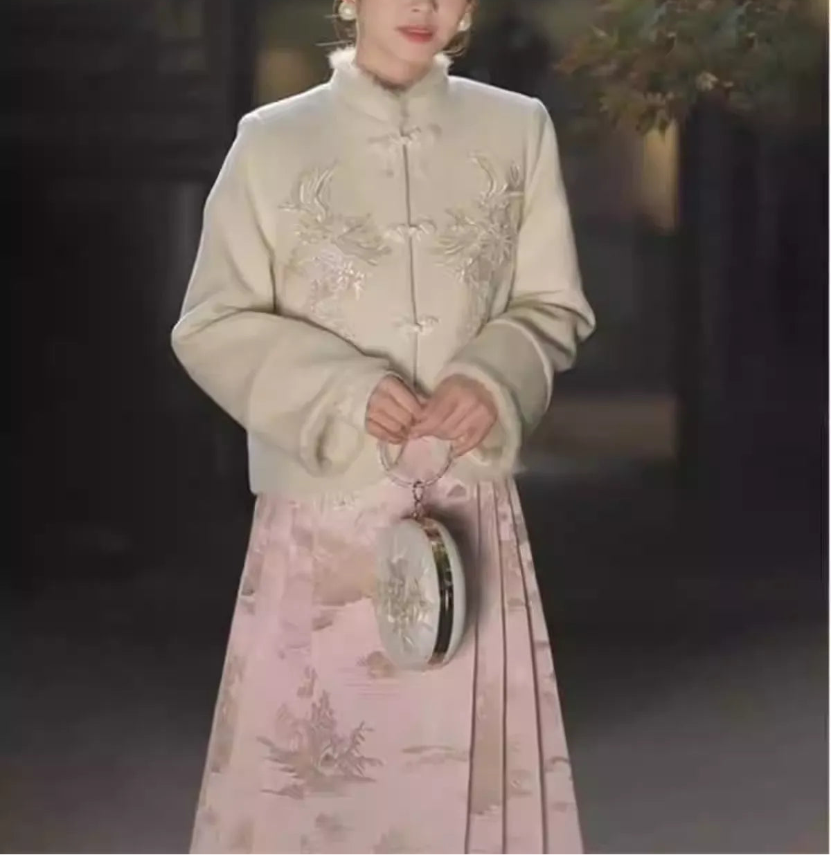 New Chinese style Hanfu pink horse-face skirt set