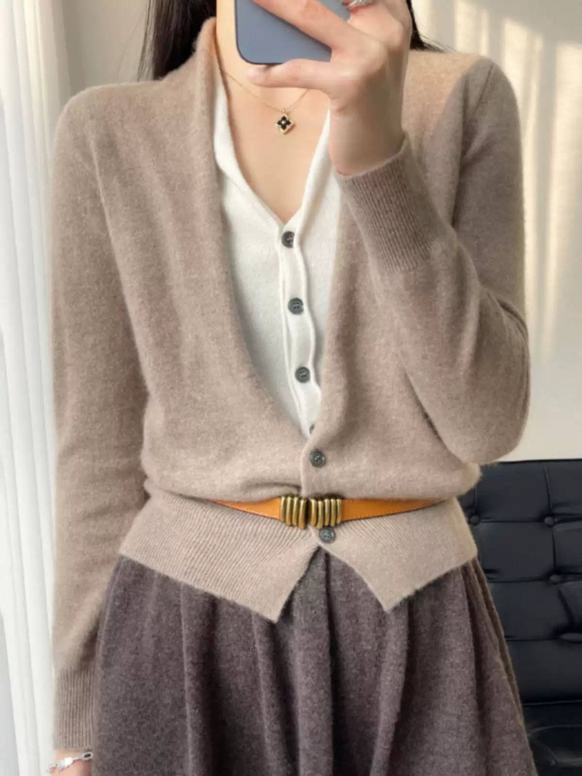 New Women's False Two-Piece Cashmere Cardigan