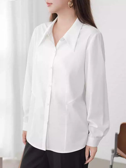 Plus Size 2026 New Spring Slim Fit Light Office White Shirt