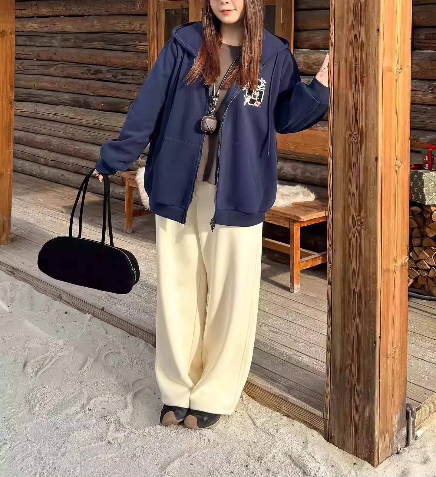 Plus Size Hooded Embroidered Loose Cardigan Sweatshirt Jacket