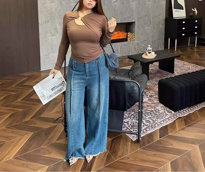 Plus Size Leopard Print Stretch Slimming Waist Top