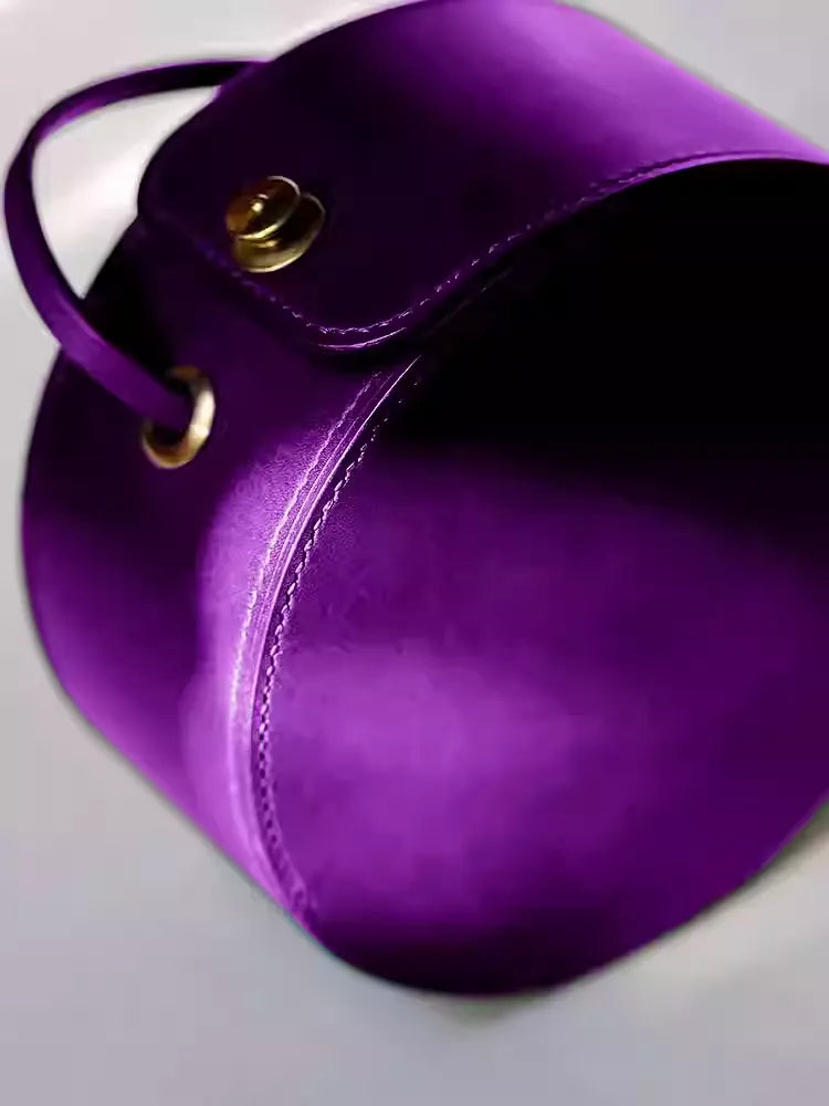 Purple Leather Mini Top Handle Bag
