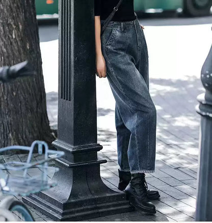 New Plus Size High-Waisted Straight-Leg Pants with Patchwork - Slimming