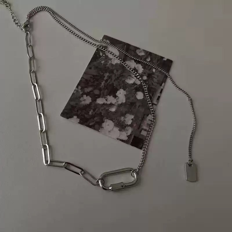 Minimalist Geometric Fringe Carabiner Necklace, Versatile Daily Wear Neckpiece