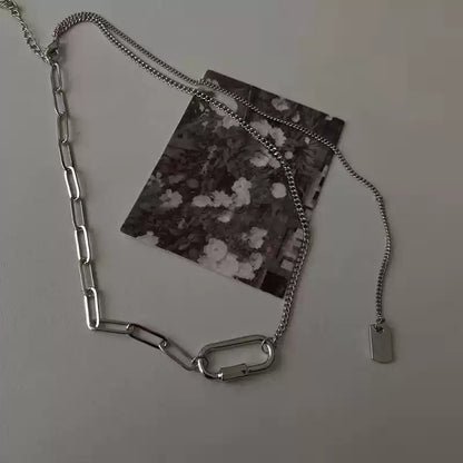 Minimalist Geometric Fringe Carabiner Necklace, Versatile Daily Wear Neckpiece