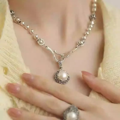 New Chinese Style Pearl Floral Pendant Necklace