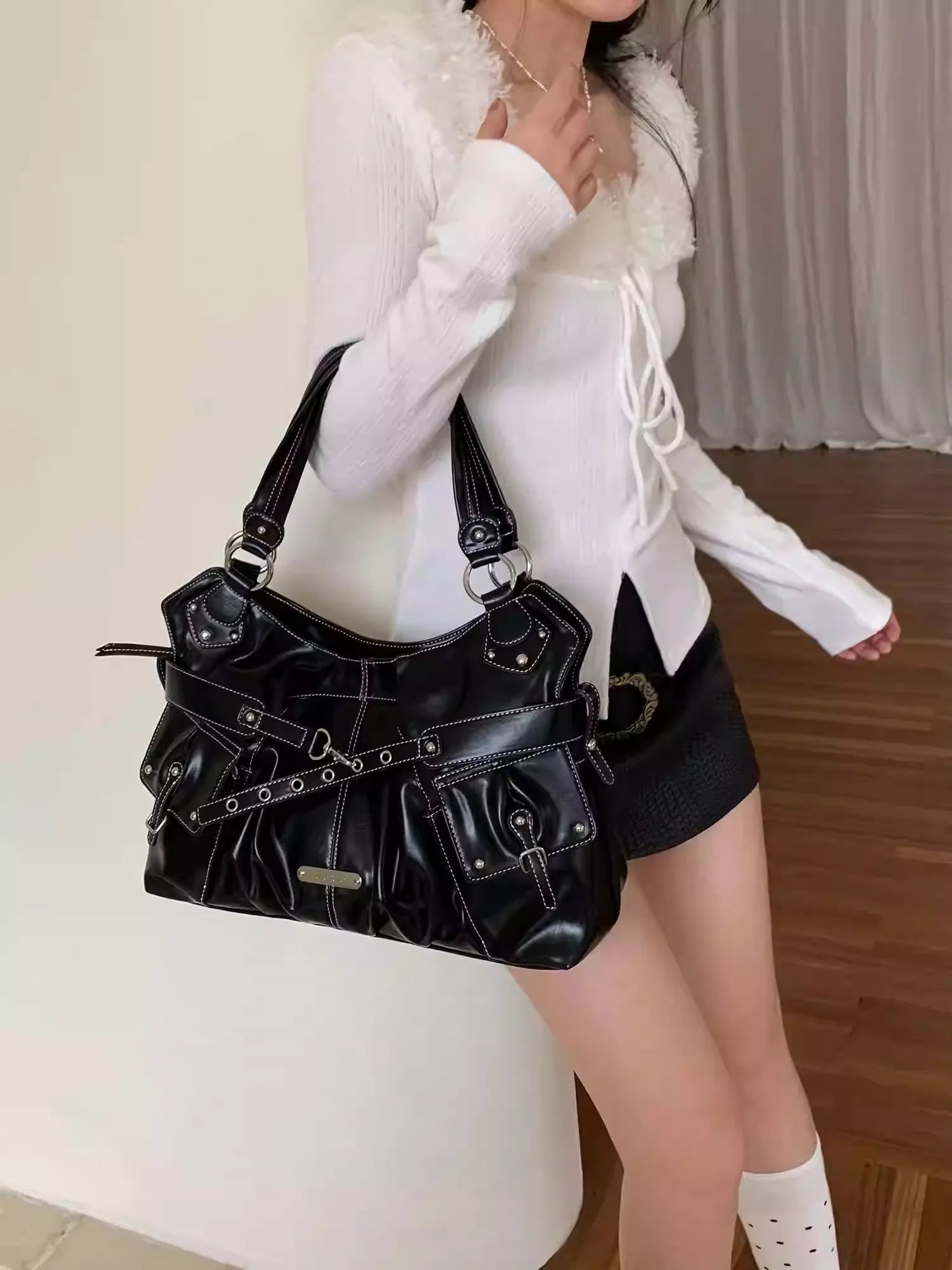 Large Capacity Soft Underarm Tote Bag