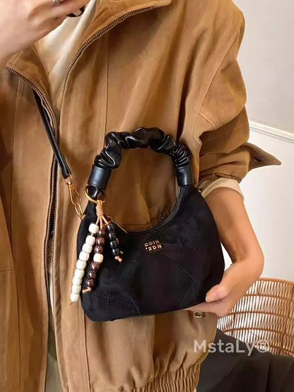 Stylish Maillard Retro Textured Dumpling Bag Matte Finish Crossbody Casual Bag