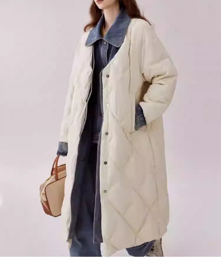 Liedu Plus Size Winter Long Faux Two-Piece Down Jacket