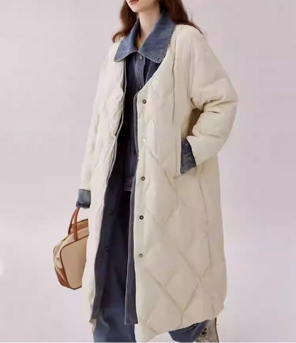 Liedu Plus Size Winter Long Faux Two-Piece Down Jacket