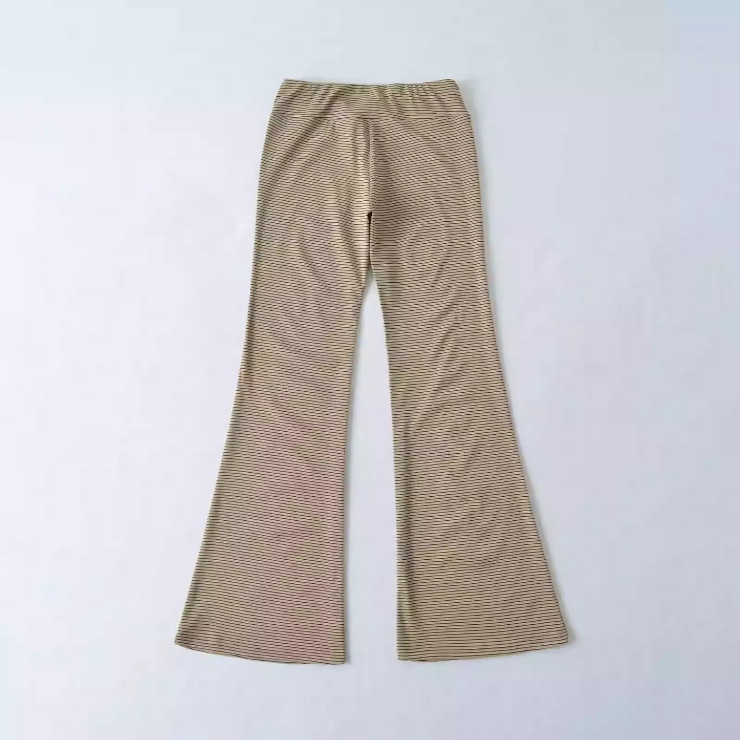 Drawstring High Waist Striped Straight Wide Leg Pants