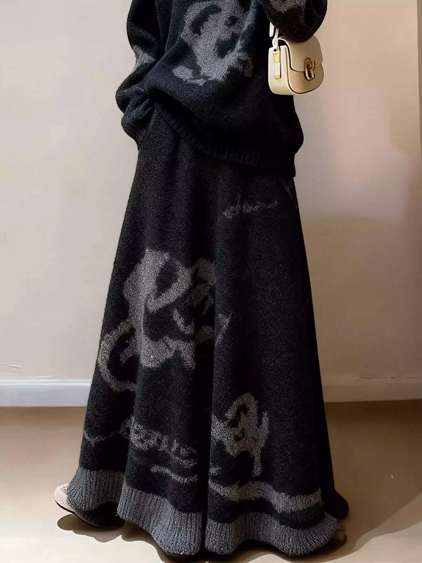 New Chinese Style Panda Print Knit Set
