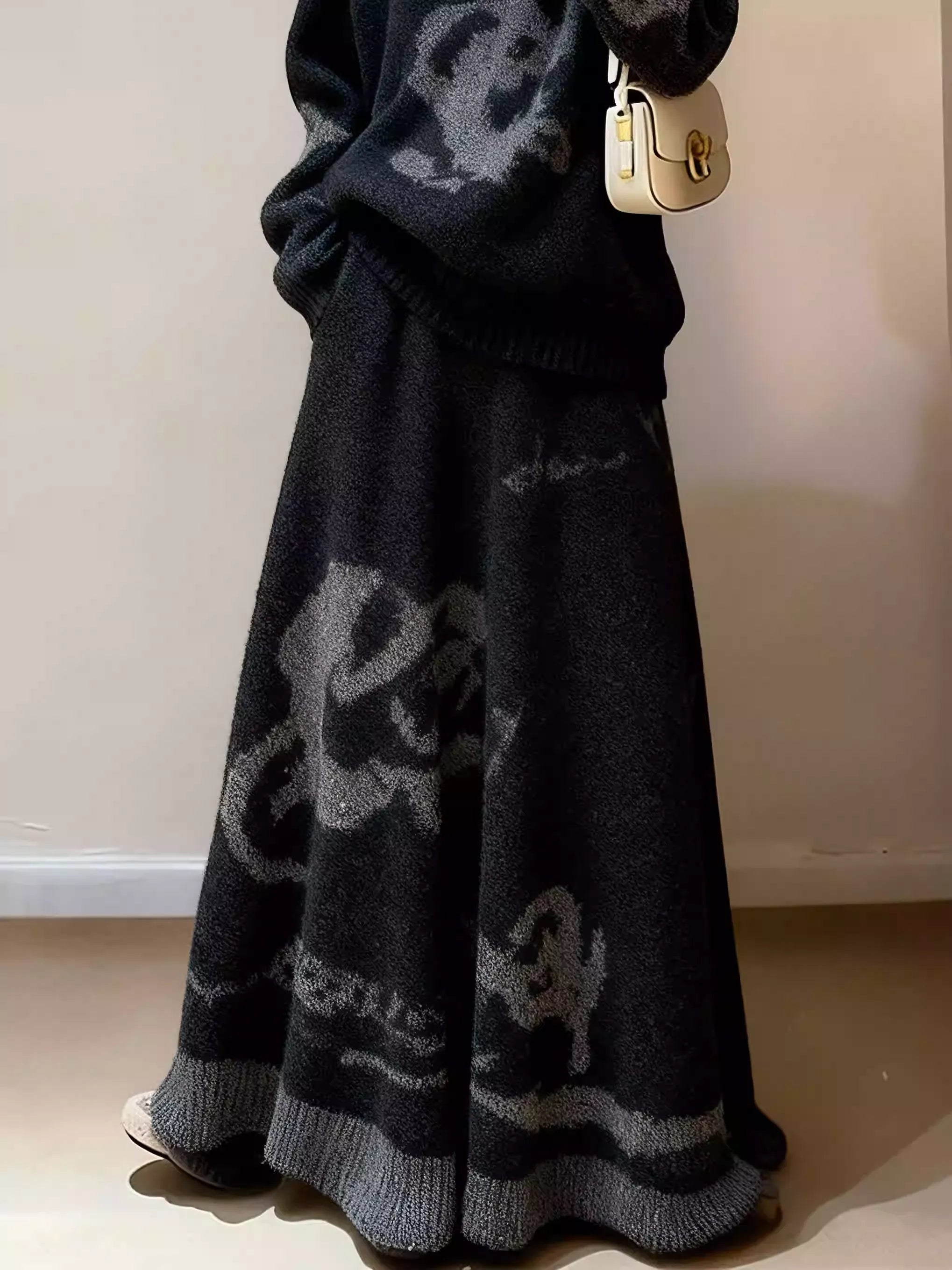 New Chinese Style Panda Print Knit Set