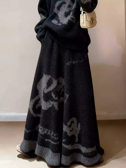 New Chinese Style Panda Print Knit Set