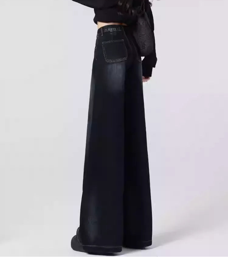 Retro Blue Gray Wide Leg Jeans