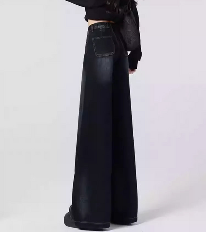 Retro Blue Gray Wide Leg Jeans
