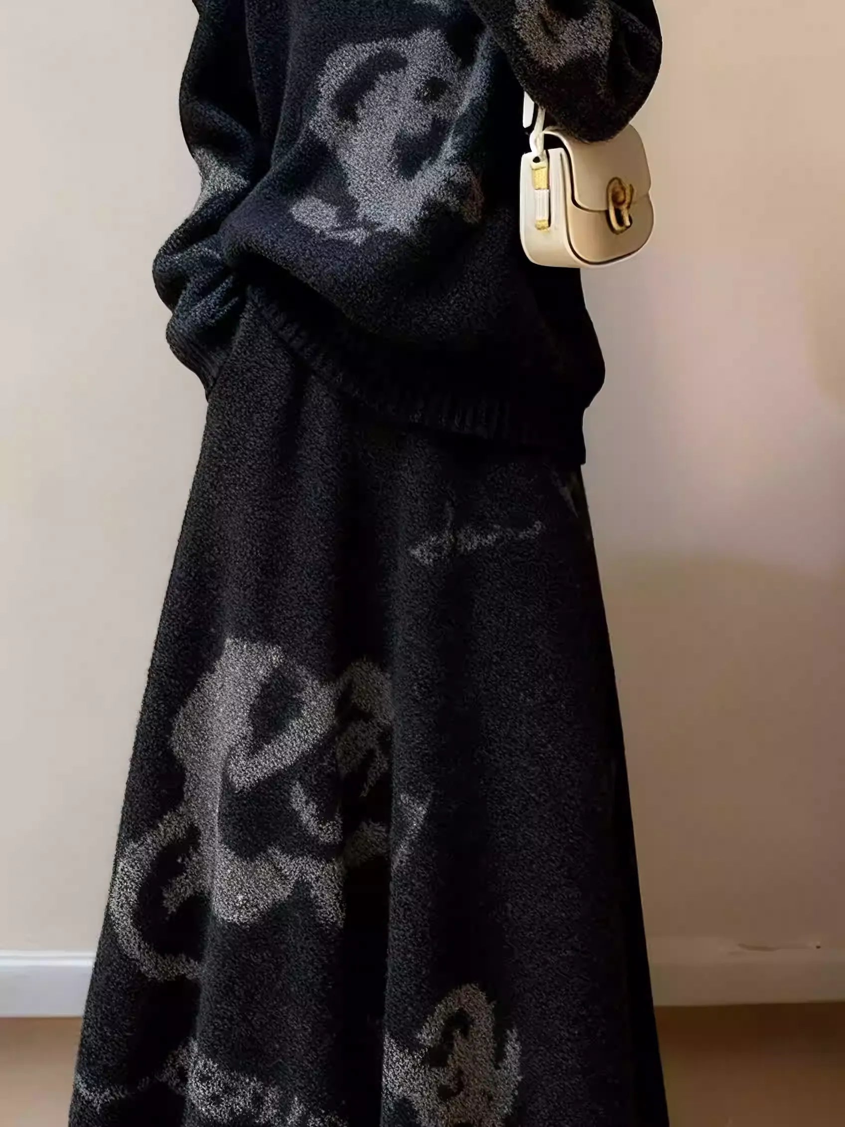 New Chinese Style Panda Print Knit Set