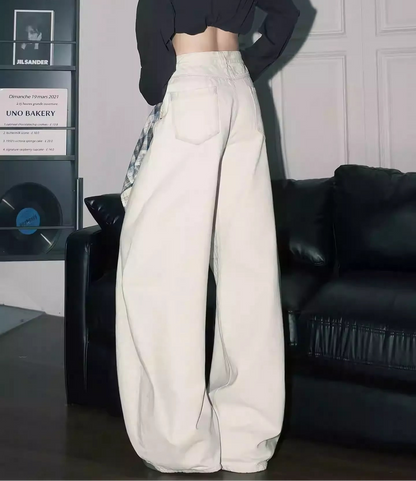 Waisted Curved Blade Wide Leg Jeans