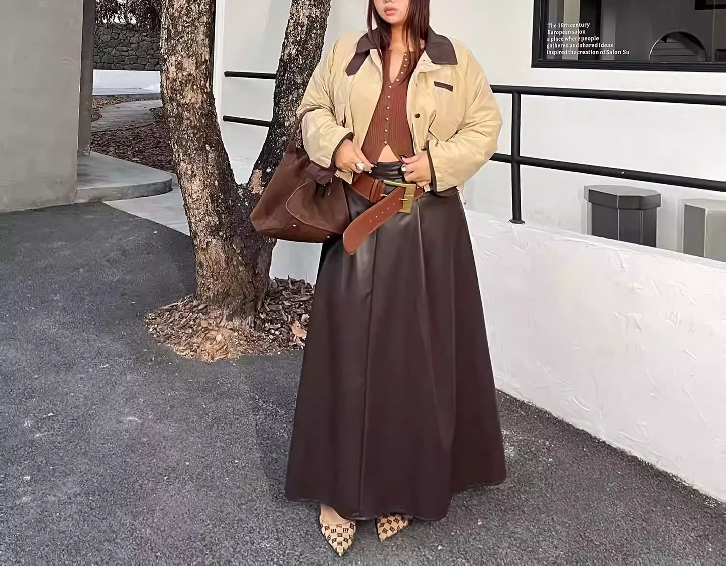 Plus Size Black PU Leather Skirt Draped Slim Skirt