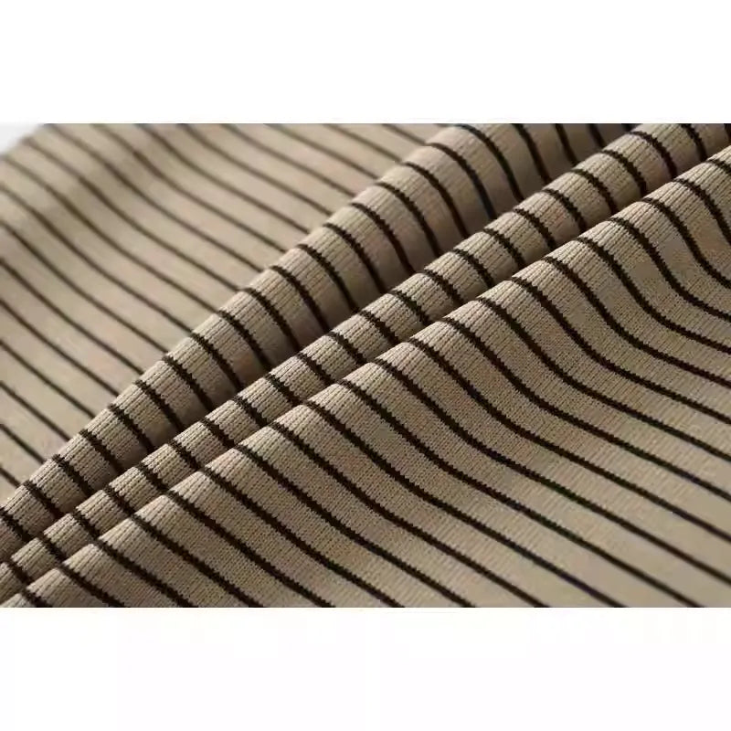 Drawstring High Waist Striped Straight Wide Leg Pants