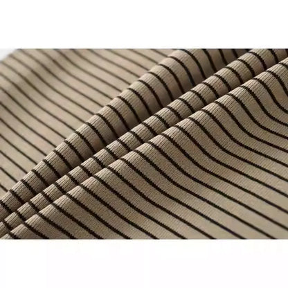 Drawstring High Waist Striped Straight Wide Leg Pants